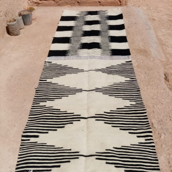 Traditional black and white rug