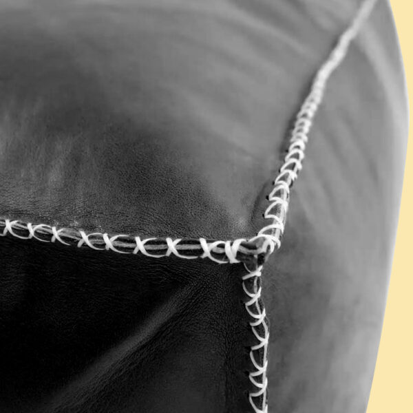 Black Leather Pouf