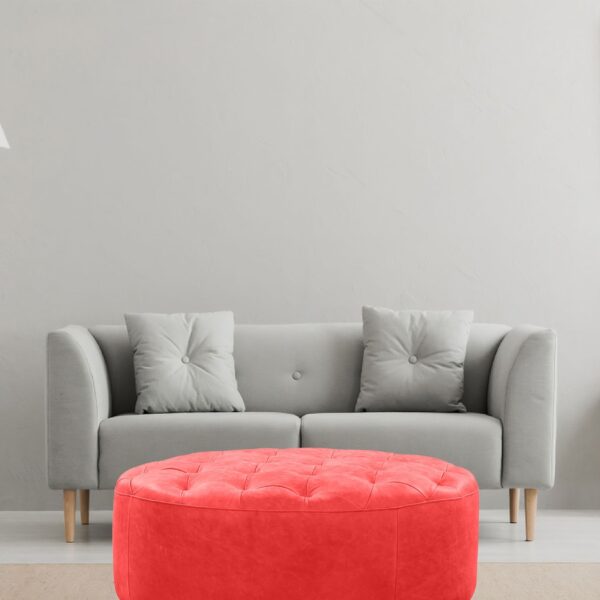 moroccan pouf red round