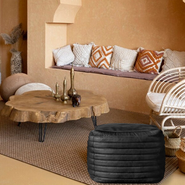 moroccan pouf black